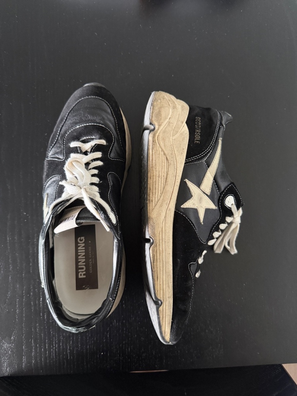 Black and Cream Gold Goose Running sneaker